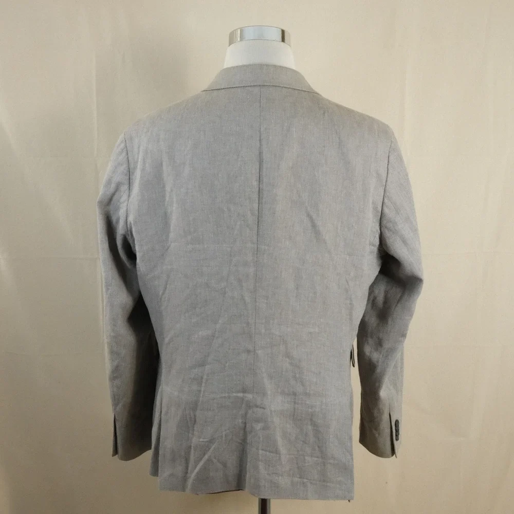 Banana Republic 44R Sport Coat Linen Blend Beige Herringbone Two Button Vented